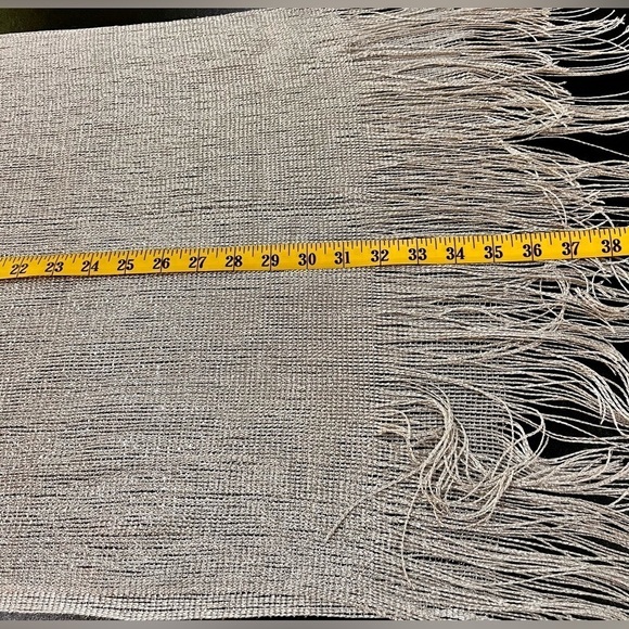 Metallic Silver Scarf Glam Holiday Going Out Gift Fringe Classy Dazzling Chic - Picture 16 of 17